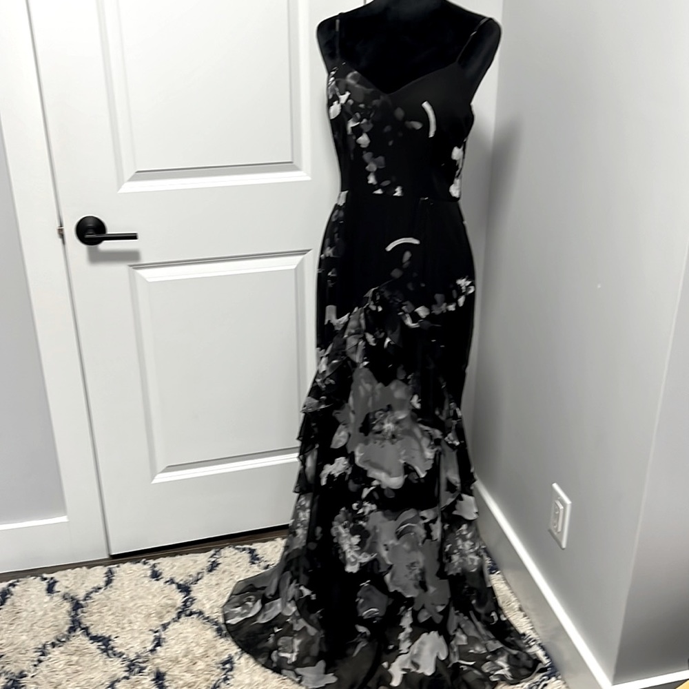 Betsy & Adam Black Floral Maxi Dress
